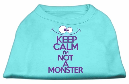 Keep Calm Screen Print Dog Shirt Aqua Lg